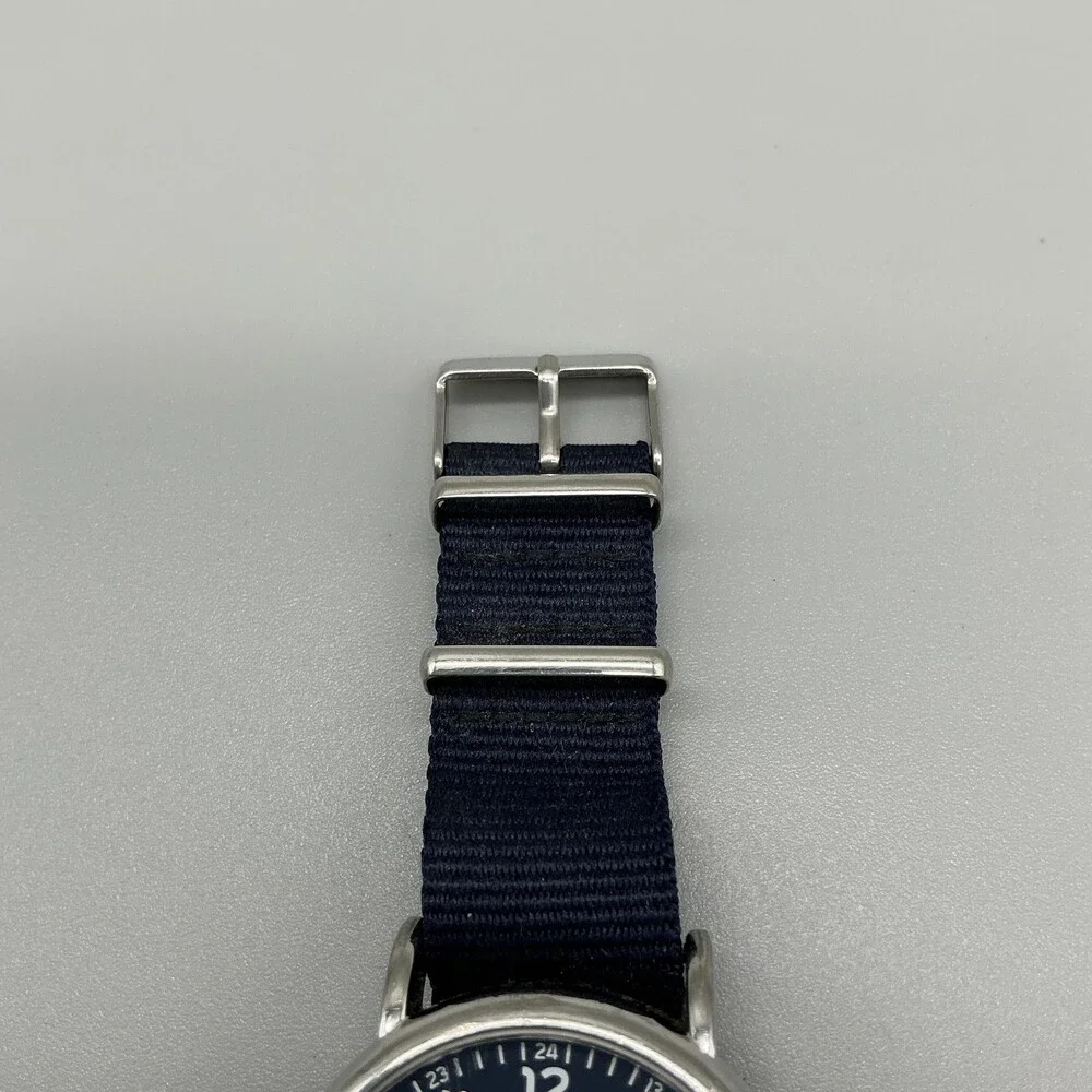 Timex Indiglo Chronograph Mens Watch 40mm Blue Dial Blue Date New Battery